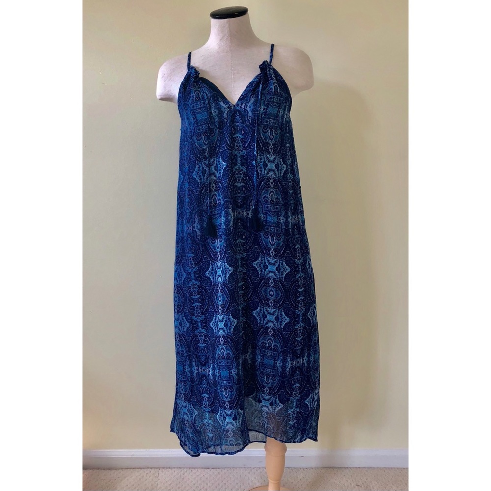 Lucky Brand blue paisley print slip maxi dress XS